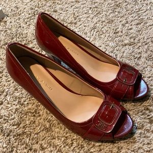 Etienne Aigner Women's Size 7.5 Heel Shoes Sparkle Red Peep Toe